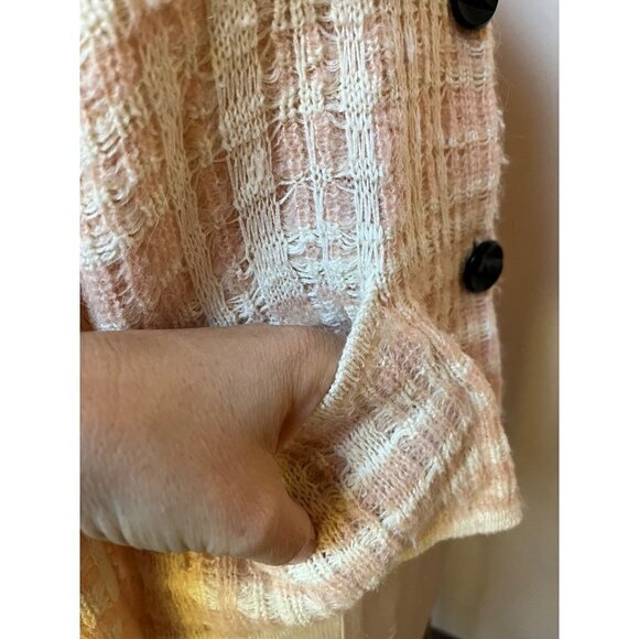 Knitted&Knotted Pink Cardigan Sweater Cream Medium - Picture 7 of 12